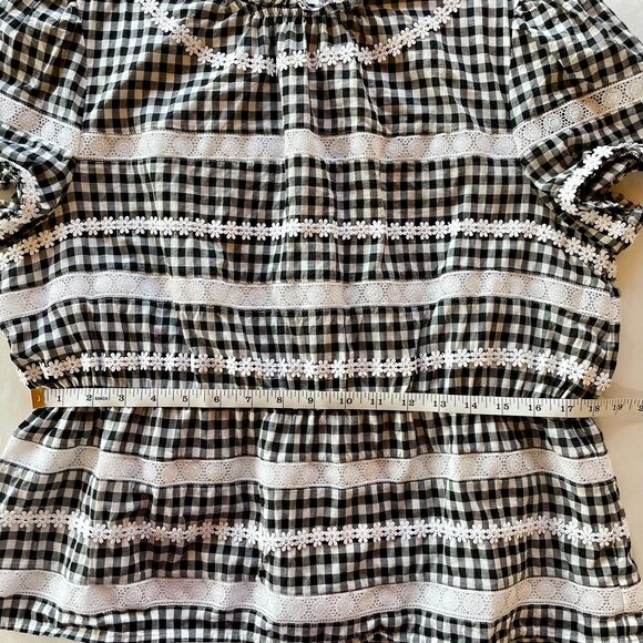 J.Crew Women's Daisy-Chain Peplum Top in Gingham in Black & White - Size L - Picture 14 of 15